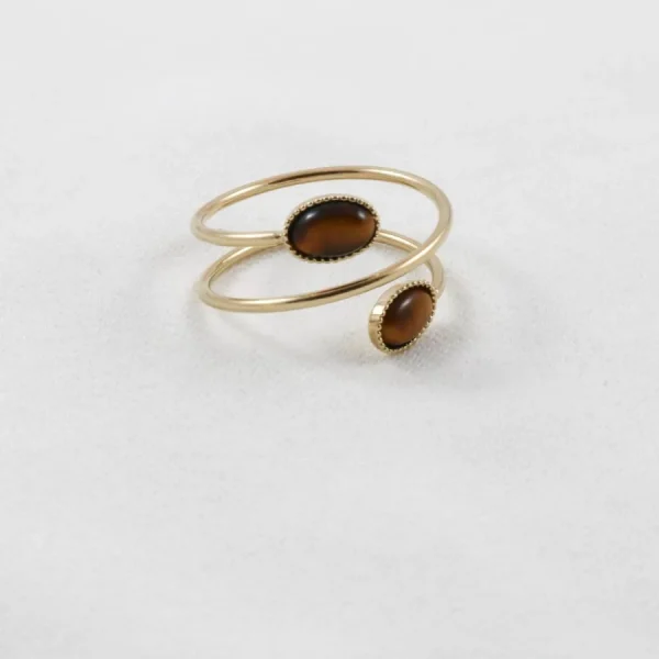 Kariboo Bagues>Bague Louise duo - oeil de tigre