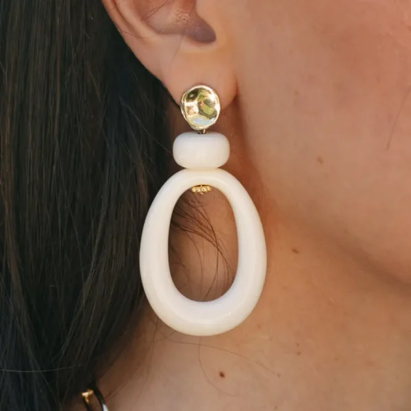Clara u0026 Bianca Boucles D'oreille>Boucles Aline - écru