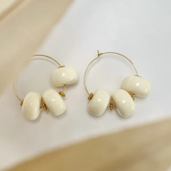 Clara u0026 Bianca Boucles D'oreille>Boucles Bella - écru