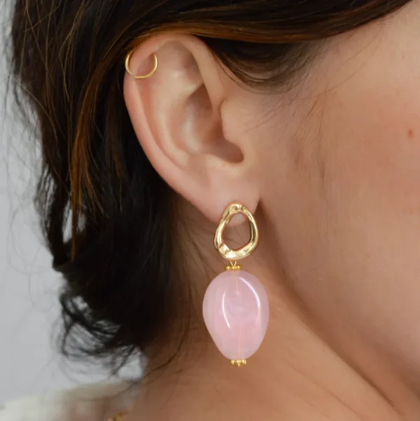 Clara u0026 Bianca Boucles D'oreille>Boucles Lou - rose pâle