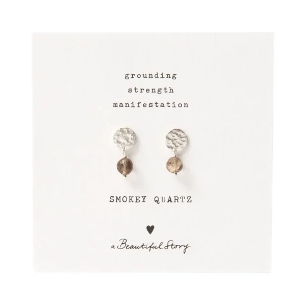 A Beautiful Story Boucles D'oreille>Boucles mini Coin argenté - Quartz fumé