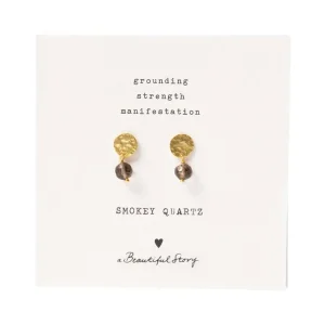 A Beautiful Story Boucles D'oreille>Boucles mini Coin doré - Quartz fumé