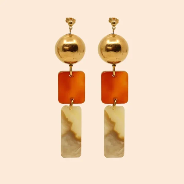 Bonjour Aimée Boucles D'oreille>Boucles Sharon - ambre et marbre blanc
