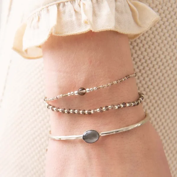 A Beautiful Story Bracelets>Bracelet Iris card argenté - Quartz fumé