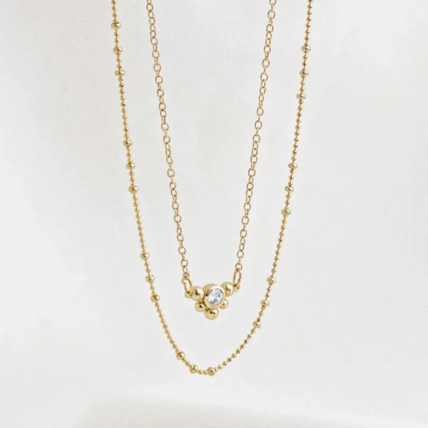 Shlomit Ofir Colliers>Collier double Spirit - doré et cristal