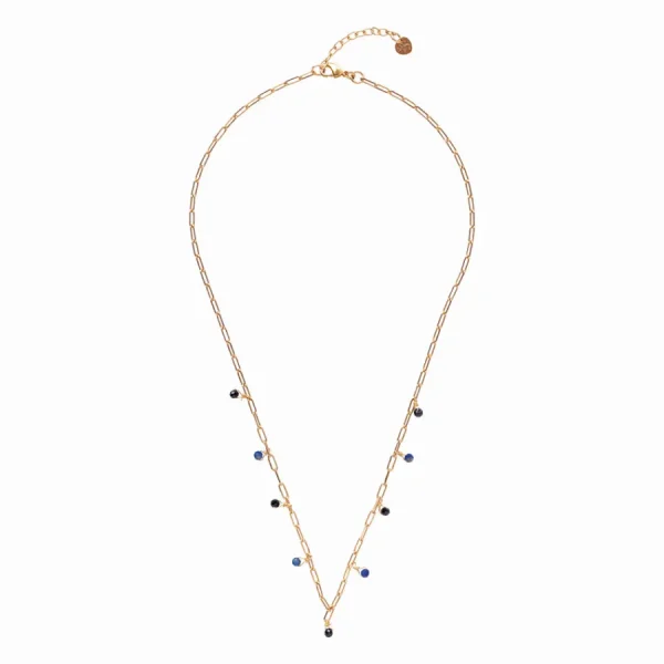 A Beautiful Story Colliers>Collier Spontaneous doré - Onyx noir & Lapis Lazuli