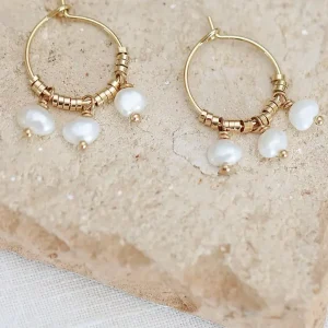Kariboo Boucles D'oreille>Créoles Romane - perles d'eau douce