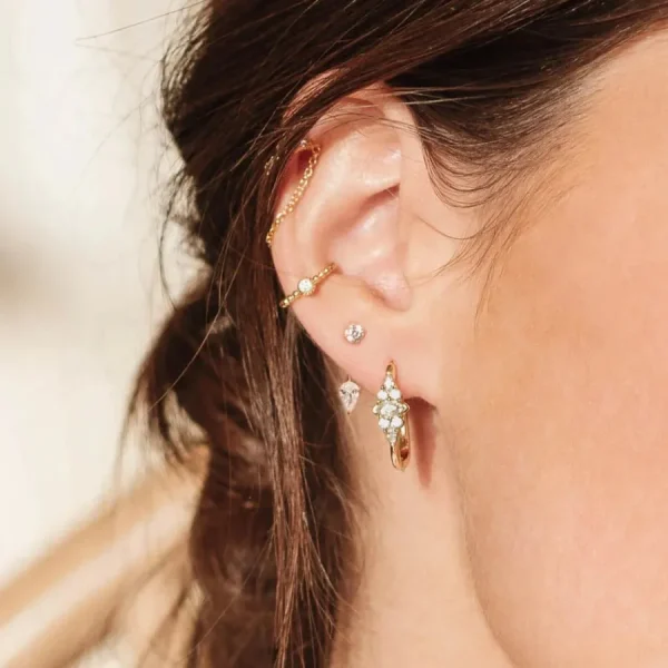 Shlomit Ofir Boucles D'oreille>Créoles Serena - argenté et cristal