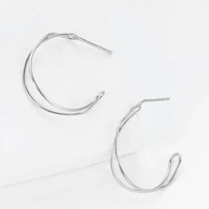 Shlomit Ofir Boucles D'oreille>Créoles Twist - argenté