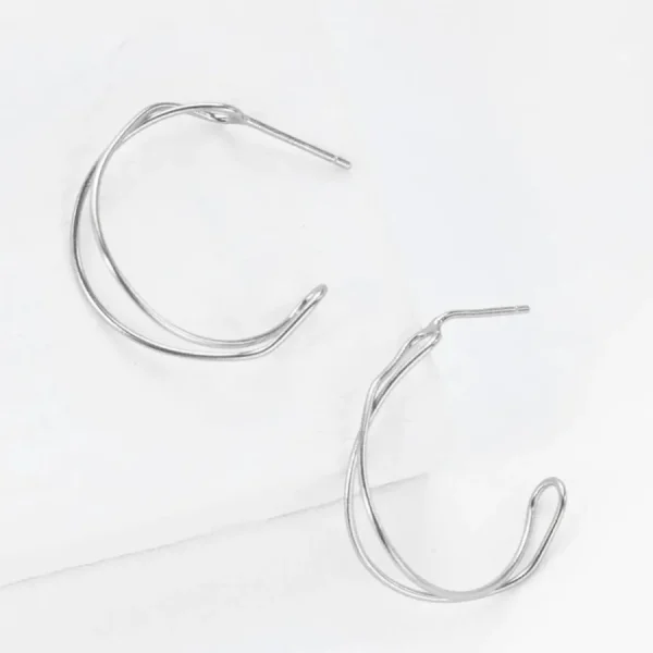 Shlomit Ofir Boucles D'oreille>Créoles Twist - argenté
