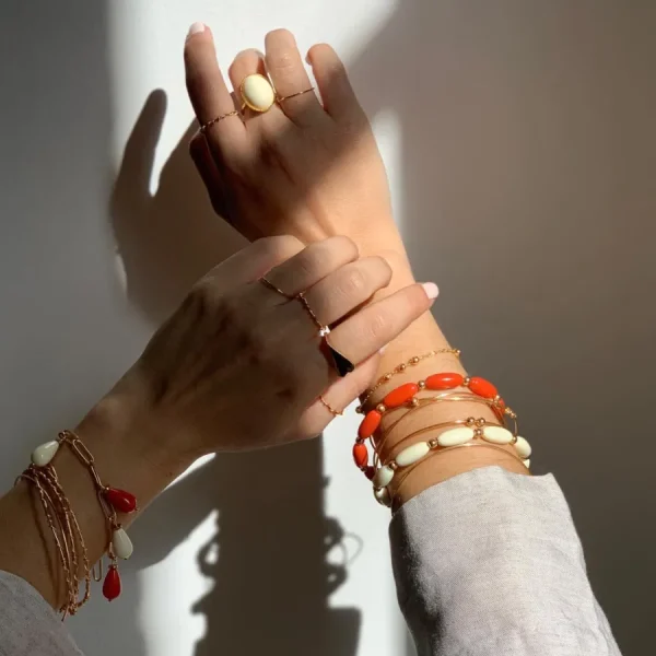 Clara u0026 Bianca Bracelets>Jonc Salma - corail
