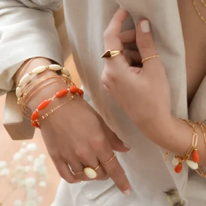 Clara u0026 Bianca Bracelets>Jonc Salma - corail